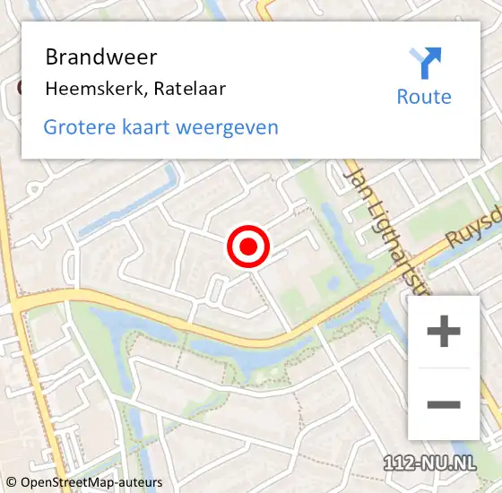 Locatie op kaart van de 112 melding: Brandweer Heemskerk, Ratelaar op 12 mei 2024 14:05