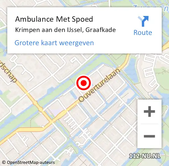 Locatie op kaart van de 112 melding: Ambulance Met Spoed Naar Krimpen aan den IJssel, Graafkade op 12 mei 2024 14:09