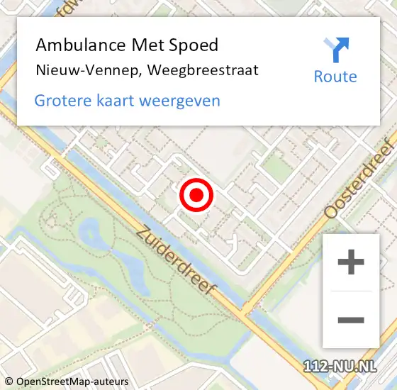 Locatie op kaart van de 112 melding: Ambulance Met Spoed Naar Nieuw-Vennep, Weegbreestraat op 12 mei 2024 14:10