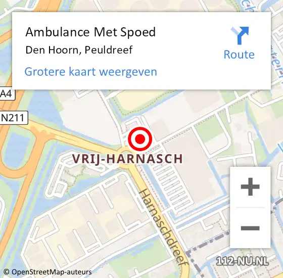 Locatie op kaart van de 112 melding: Ambulance Met Spoed Naar Den Hoorn, Peuldreef op 12 mei 2024 14:15