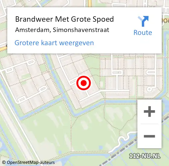 Locatie op kaart van de 112 melding: Brandweer Met Grote Spoed Naar Amsterdam, Simonshavenstraat op 12 mei 2024 14:19