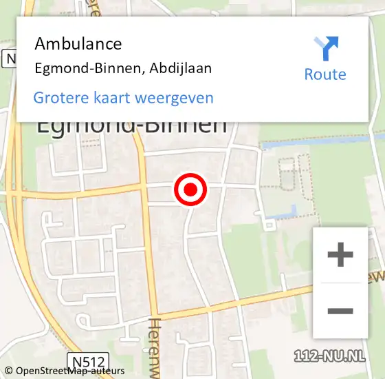 Locatie op kaart van de 112 melding: Ambulance Egmond-Binnen, Abdijlaan op 12 mei 2024 14:28