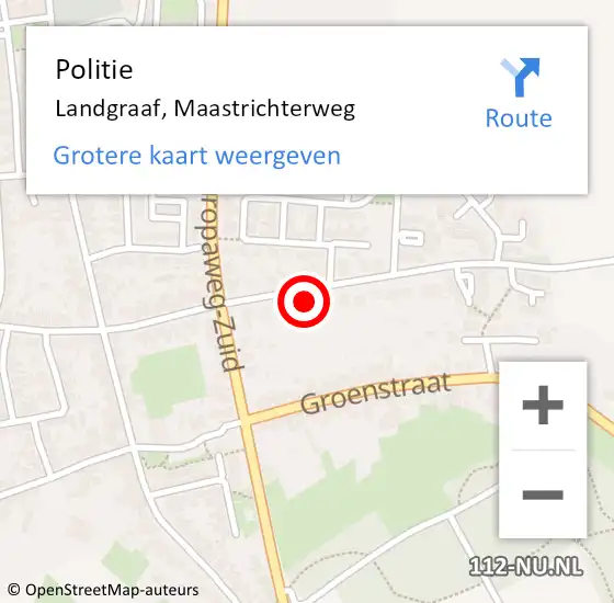 Locatie op kaart van de 112 melding: Politie Landgraaf, Maastrichterweg op 12 mei 2024 14:45