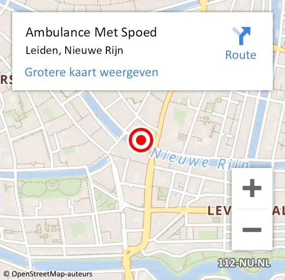 Locatie op kaart van de 112 melding: Ambulance Met Spoed Naar Leiden, Nieuwe Rijn op 12 mei 2024 14:46