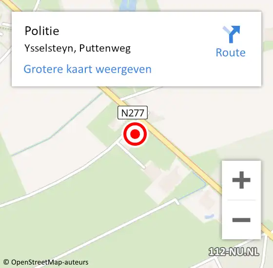 Locatie op kaart van de 112 melding: Politie Ysselsteyn, Puttenweg op 12 mei 2024 14:49