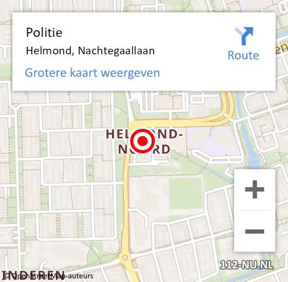 Locatie op kaart van de 112 melding: Politie Helmond, Nachtegaallaan op 12 mei 2024 15:00