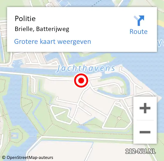 Locatie op kaart van de 112 melding: Politie Brielle, Batterijweg op 12 mei 2024 15:06