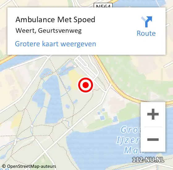 Locatie op kaart van de 112 melding: Ambulance Met Spoed Naar Weert, Geurtsvenweg op 12 mei 2024 15:12