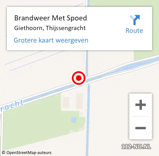 Locatie op kaart van de 112 melding: Brandweer Met Spoed Naar Giethoorn, Thijssengracht op 12 mei 2024 15:16