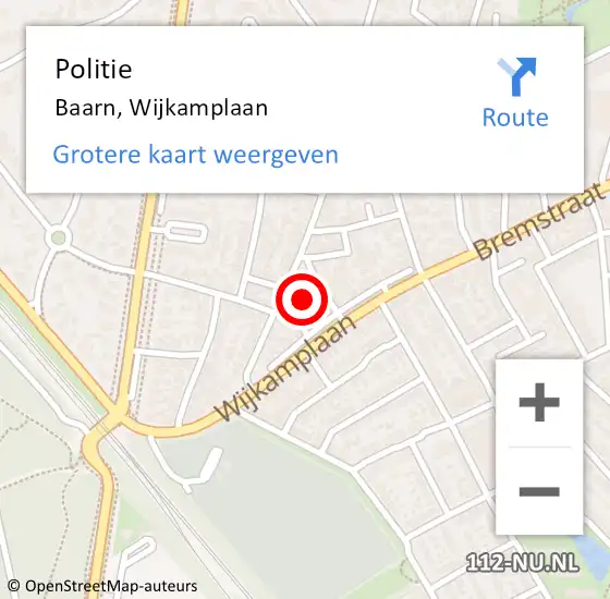 Locatie op kaart van de 112 melding: Politie Baarn, Wijkamplaan op 12 mei 2024 15:28