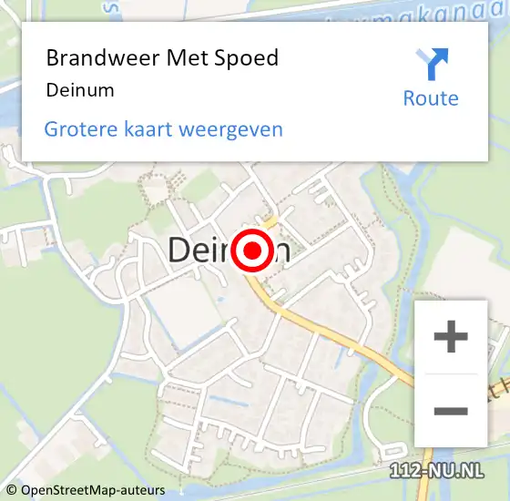 Locatie op kaart van de 112 melding: Brandweer Met Spoed Naar Deinum op 12 mei 2024 15:30