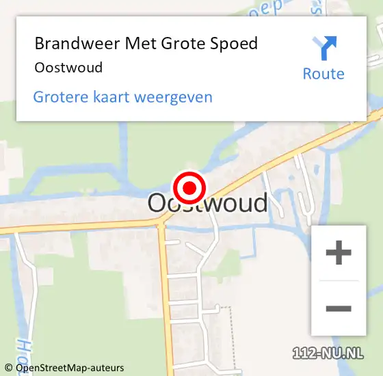 Locatie op kaart van de 112 melding: Brandweer Met Grote Spoed Naar Oostwoud op 12 mei 2024 15:40