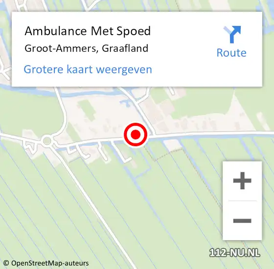 Locatie op kaart van de 112 melding: Ambulance Met Spoed Naar Groot-Ammers, Graafland op 12 mei 2024 15:41