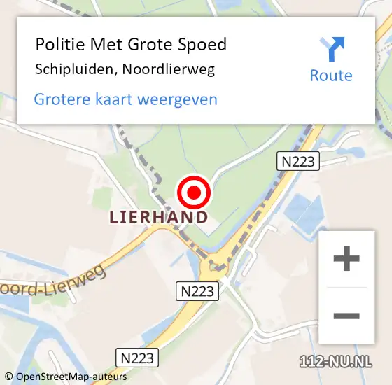Locatie op kaart van de 112 melding: Politie Met Grote Spoed Naar Schipluiden, Noordlierweg op 12 mei 2024 15:45