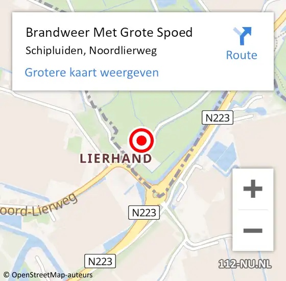 Locatie op kaart van de 112 melding: Brandweer Met Grote Spoed Naar Schipluiden, Noordlierweg op 12 mei 2024 15:46
