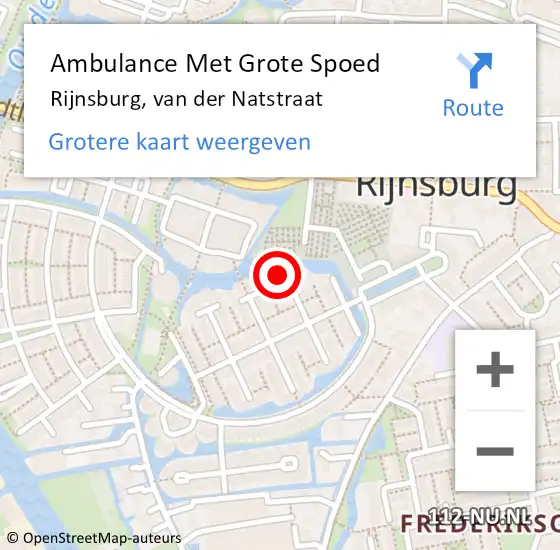 Locatie op kaart van de 112 melding: Ambulance Met Grote Spoed Naar Rijnsburg, van der Natstraat op 12 mei 2024 15:47