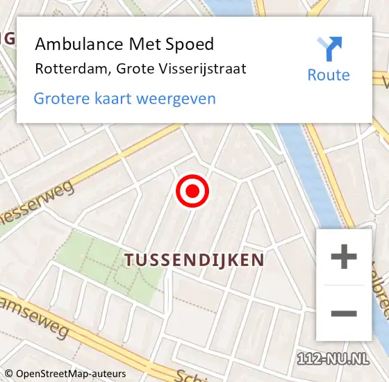 Locatie op kaart van de 112 melding: Ambulance Met Spoed Naar Rotterdam, Grote Visserijstraat op 12 mei 2024 16:04