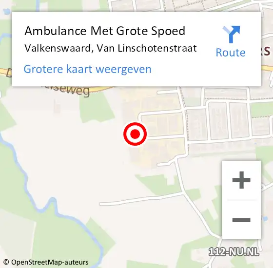 Locatie op kaart van de 112 melding: Ambulance Met Grote Spoed Naar Valkenswaard, Van Linschotenstraat op 5 oktober 2014 16:41