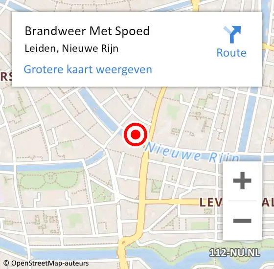 Locatie op kaart van de 112 melding: Brandweer Met Spoed Naar Leiden, Nieuwe Rijn op 12 mei 2024 16:05