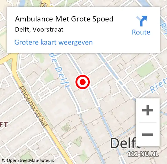 Locatie op kaart van de 112 melding: Ambulance Met Grote Spoed Naar Delft, Voorstraat op 12 mei 2024 16:08