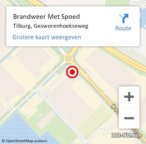 Locatie op kaart van de 112 melding: Brandweer Met Spoed Naar Tilburg, Gesworenhoekseweg op 12 mei 2024 16:15