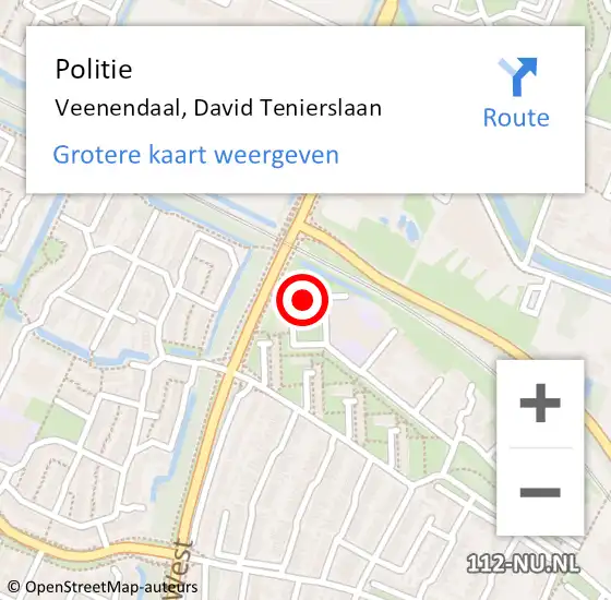 Locatie op kaart van de 112 melding: Politie Veenendaal, David Tenierslaan op 12 mei 2024 16:20