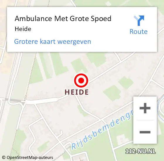 Locatie op kaart van de 112 melding: Ambulance Met Grote Spoed Naar Heide op 12 mei 2024 16:23