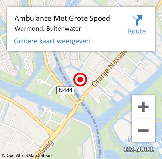 Locatie op kaart van de 112 melding: Ambulance Met Grote Spoed Naar Warmond, Buitenwater op 12 mei 2024 16:24