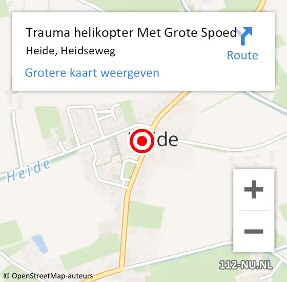 Locatie op kaart van de 112 melding: Trauma helikopter Met Grote Spoed Naar Heide, Heidseweg op 12 mei 2024 16:24