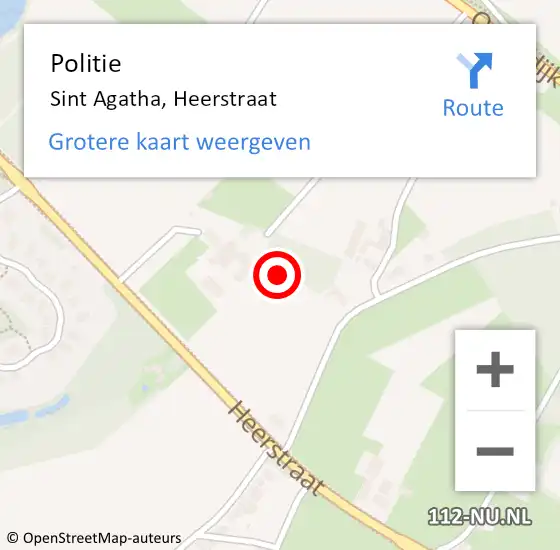 Locatie op kaart van de 112 melding: Politie Sint Agatha, Heerstraat op 12 mei 2024 16:25