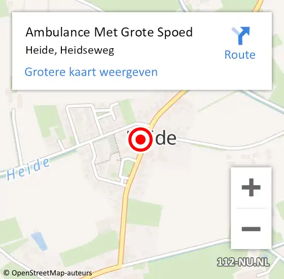 Locatie op kaart van de 112 melding: Ambulance Met Grote Spoed Naar Heide, Heidseweg op 12 mei 2024 16:27