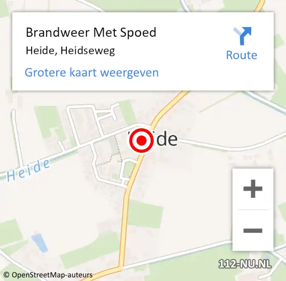 Locatie op kaart van de 112 melding: Brandweer Met Spoed Naar Heide, Heidseweg op 12 mei 2024 16:43