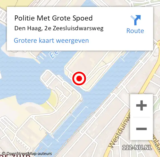Locatie op kaart van de 112 melding: Politie Met Grote Spoed Naar Den Haag, 2e Zeesluisdwarsweg op 12 mei 2024 16:44
