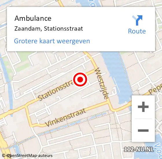 Locatie op kaart van de 112 melding: Ambulance Zaandam, Stationsstraat op 12 mei 2024 16:54