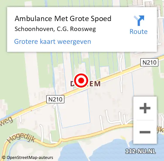 Locatie op kaart van de 112 melding: Ambulance Met Grote Spoed Naar Schoonhoven, C.G. Roosweg op 12 mei 2024 16:55