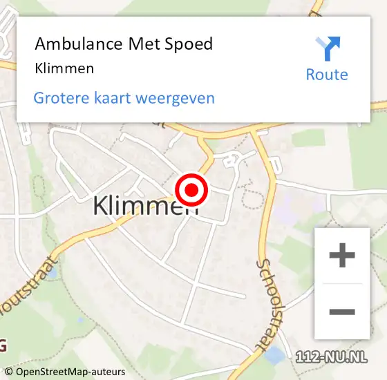 Locatie op kaart van de 112 melding: Ambulance Met Spoed Naar Klimmen op 5 oktober 2014 16:49