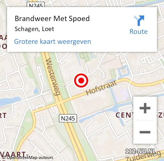 Locatie op kaart van de 112 melding: Brandweer Met Spoed Naar Schagen, Loet op 12 mei 2024 16:59