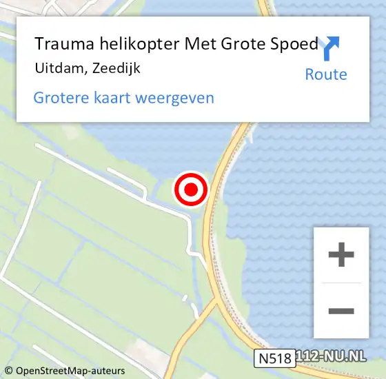 Locatie op kaart van de 112 melding: Trauma helikopter Met Grote Spoed Naar Uitdam, Zeedijk op 12 mei 2024 17:08