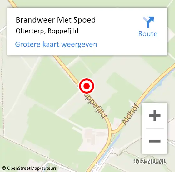 Locatie op kaart van de 112 melding: Brandweer Met Spoed Naar Olterterp, Boppefjild op 12 mei 2024 17:12