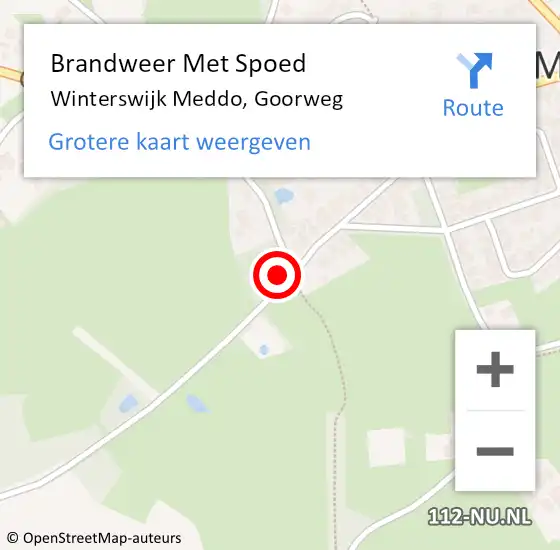 Locatie op kaart van de 112 melding: Brandweer Met Spoed Naar Winterswijk Meddo, Goorweg op 12 mei 2024 17:24