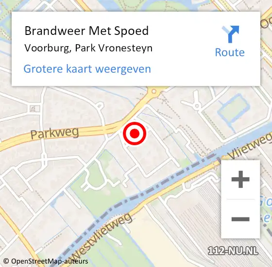 Locatie op kaart van de 112 melding: Brandweer Met Spoed Naar Voorburg, Park Vronesteyn op 12 mei 2024 17:24