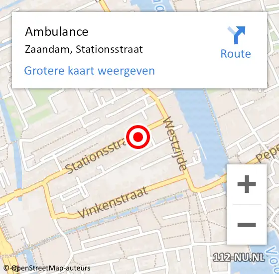 Locatie op kaart van de 112 melding: Ambulance Zaandam, Stationsstraat op 12 mei 2024 17:27