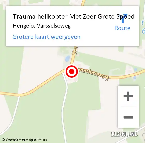 Locatie op kaart van de 112 melding: Trauma helikopter Met Zeer Grote Spoed Naar Hengelo, Varsselseweg op 12 mei 2024 17:36