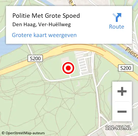 Locatie op kaart van de 112 melding: Politie Met Grote Spoed Naar Den Haag, Ver-Huëllweg op 12 mei 2024 17:49