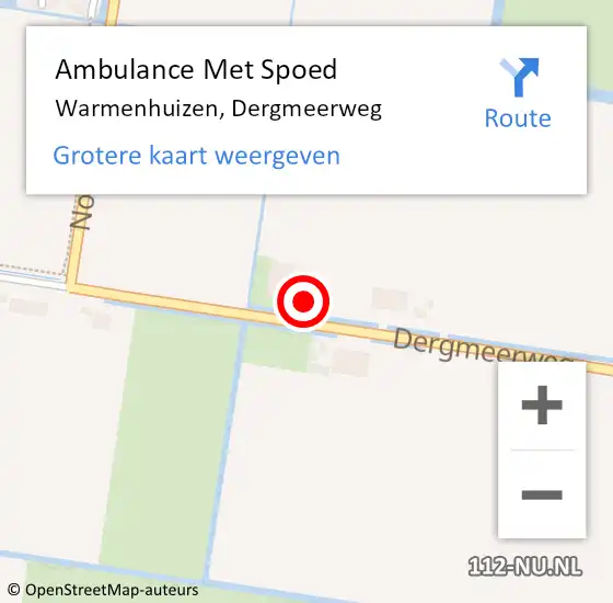 Locatie op kaart van de 112 melding: Ambulance Met Spoed Naar Warmenhuizen, Dergmeerweg op 12 mei 2024 17:53