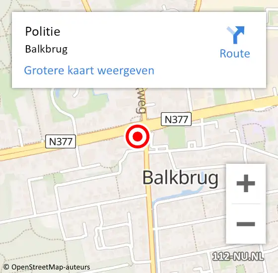 Locatie op kaart van de 112 melding: Politie Balkbrug op 12 mei 2024 17:57