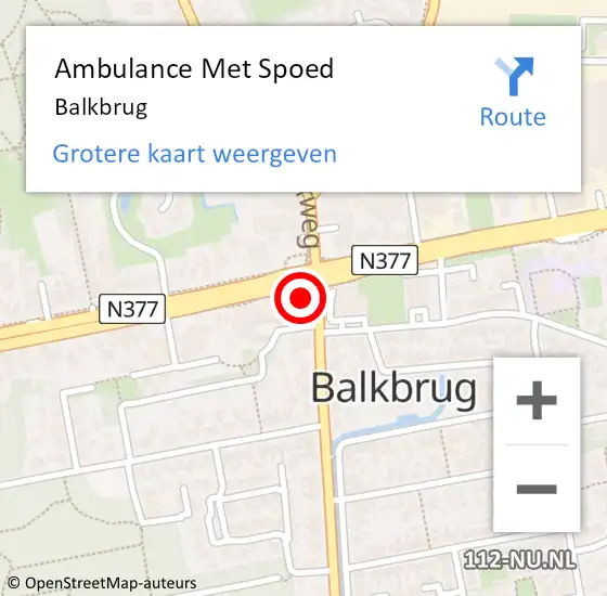 Locatie op kaart van de 112 melding: Ambulance Met Spoed Naar Balkbrug op 12 mei 2024 17:57