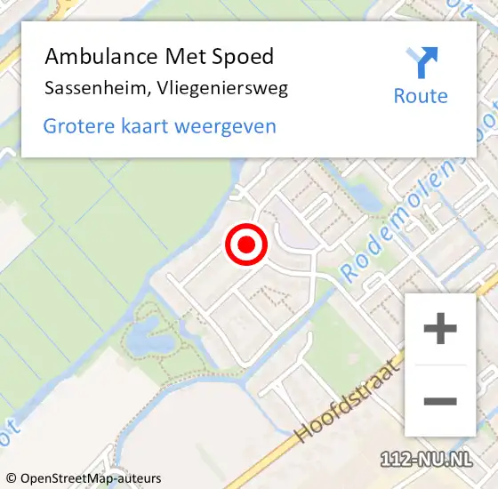 Locatie op kaart van de 112 melding: Ambulance Met Spoed Naar Sassenheim, Vliegeniersweg op 12 mei 2024 17:57
