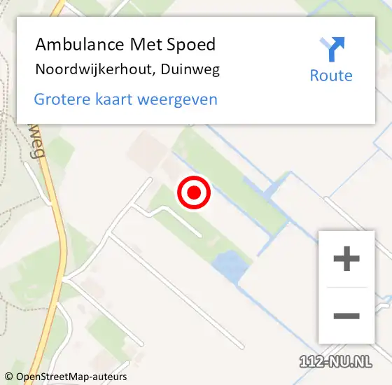 Locatie op kaart van de 112 melding: Ambulance Met Spoed Naar Noordwijkerhout, Duinweg op 12 mei 2024 18:15