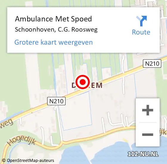 Locatie op kaart van de 112 melding: Ambulance Met Spoed Naar Schoonhoven, C.G. Roosweg op 12 mei 2024 18:30